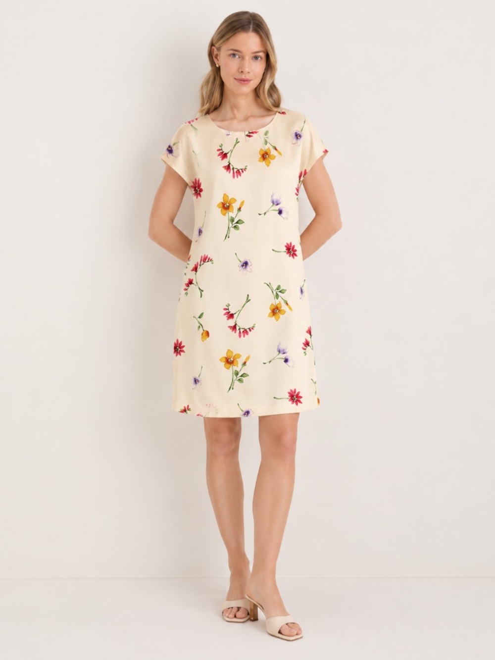 Vintage 90s Maggy London by Kenneth Nolan Silk Floral Shift Dress Sz 12